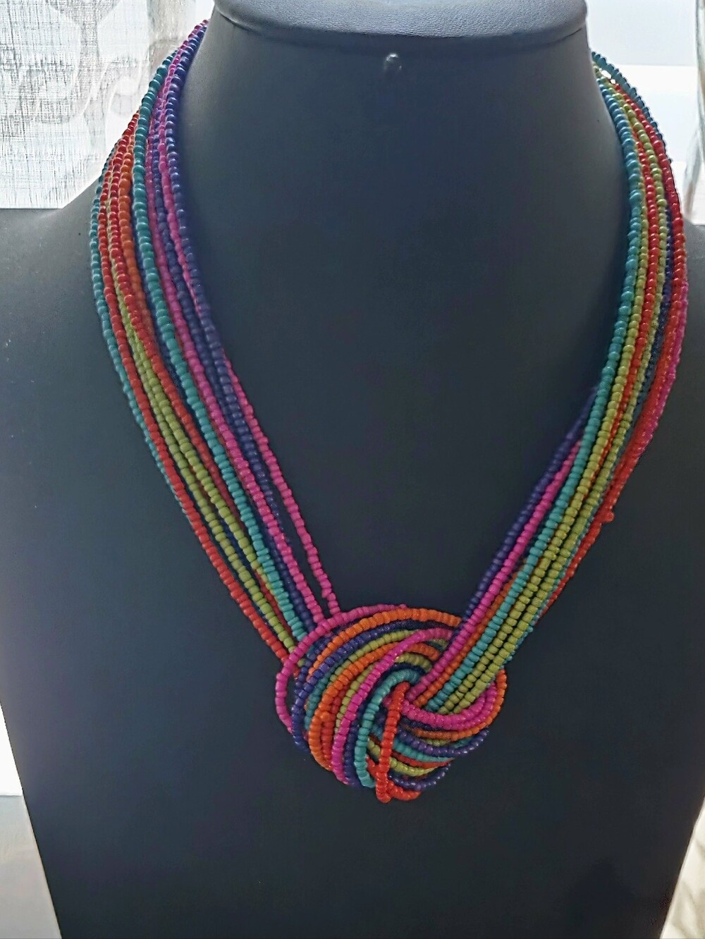 Multicolor Seed Bead Knot Necklace - Women Jewelry